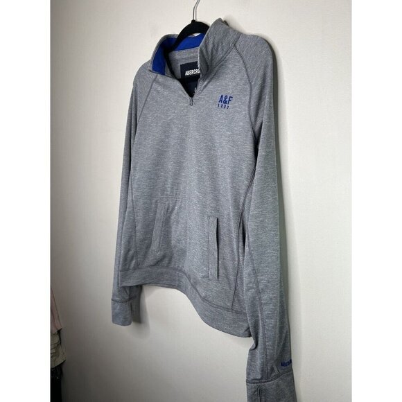 Abercrombie & Fitch Sweatshirt Men's Heather Gray 1/4-Zip Performance Size Large - Picture 4 of 12